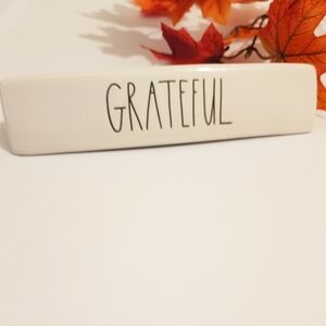 Rae Dunn Ceramic Grateful Desk Plaque  Sign Paperweight
